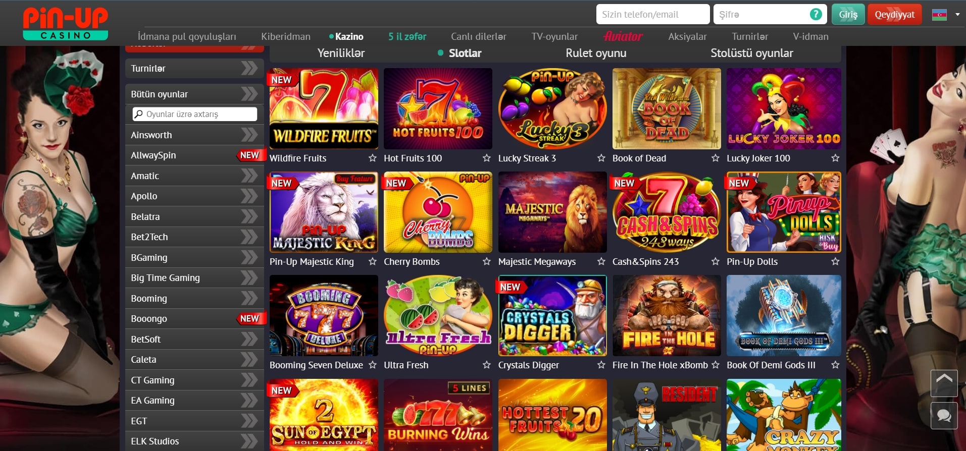 Oyunlar Pin Up Casino